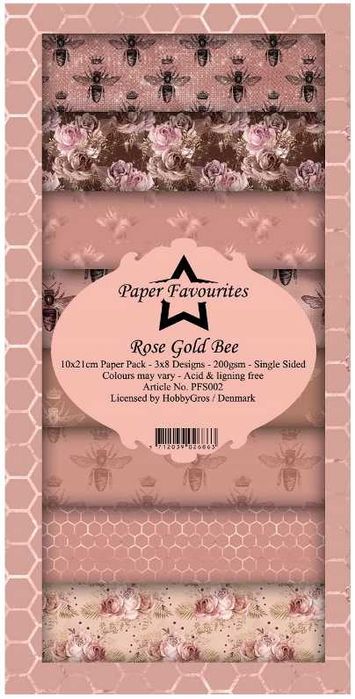 Papiery DIXI 10 x 21 cm ROSE GOLD BEE 24 arkusze