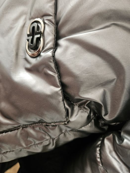 Dluga kurtka zimowa r 160 164 S srebrna