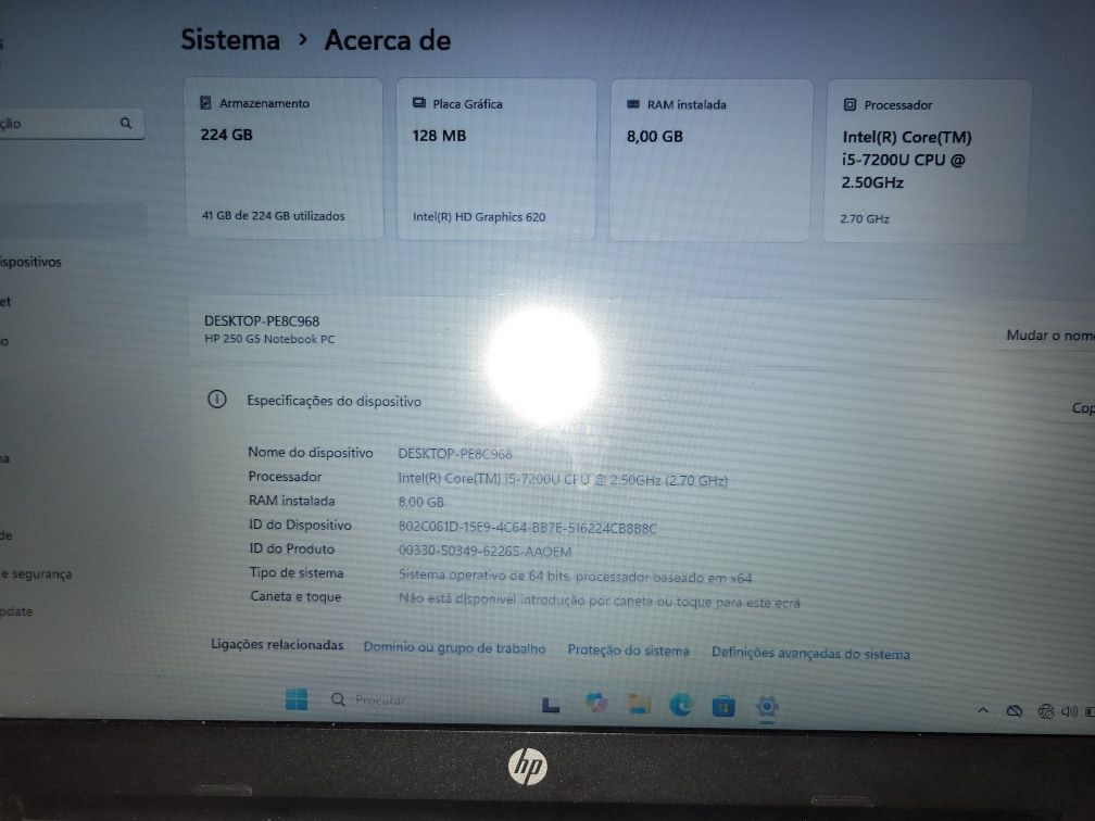 HP  250 G5 com i5 de 7th geração