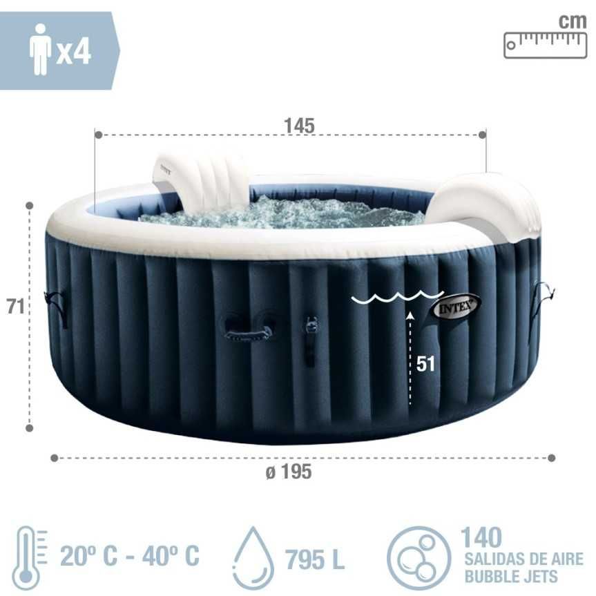 Spa insuflável INTEX 4 pessoas Bubble Massagem 795 litros - Azul