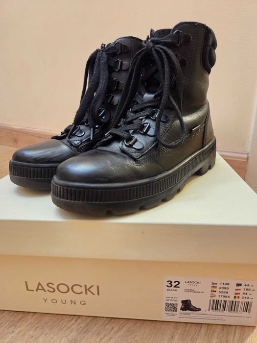 Dziewczęce skórzane buty zimowe, rozm. 32