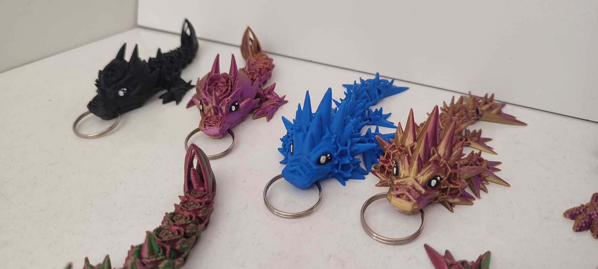 Porta-Chaves Coloridos de Dragões Articulados