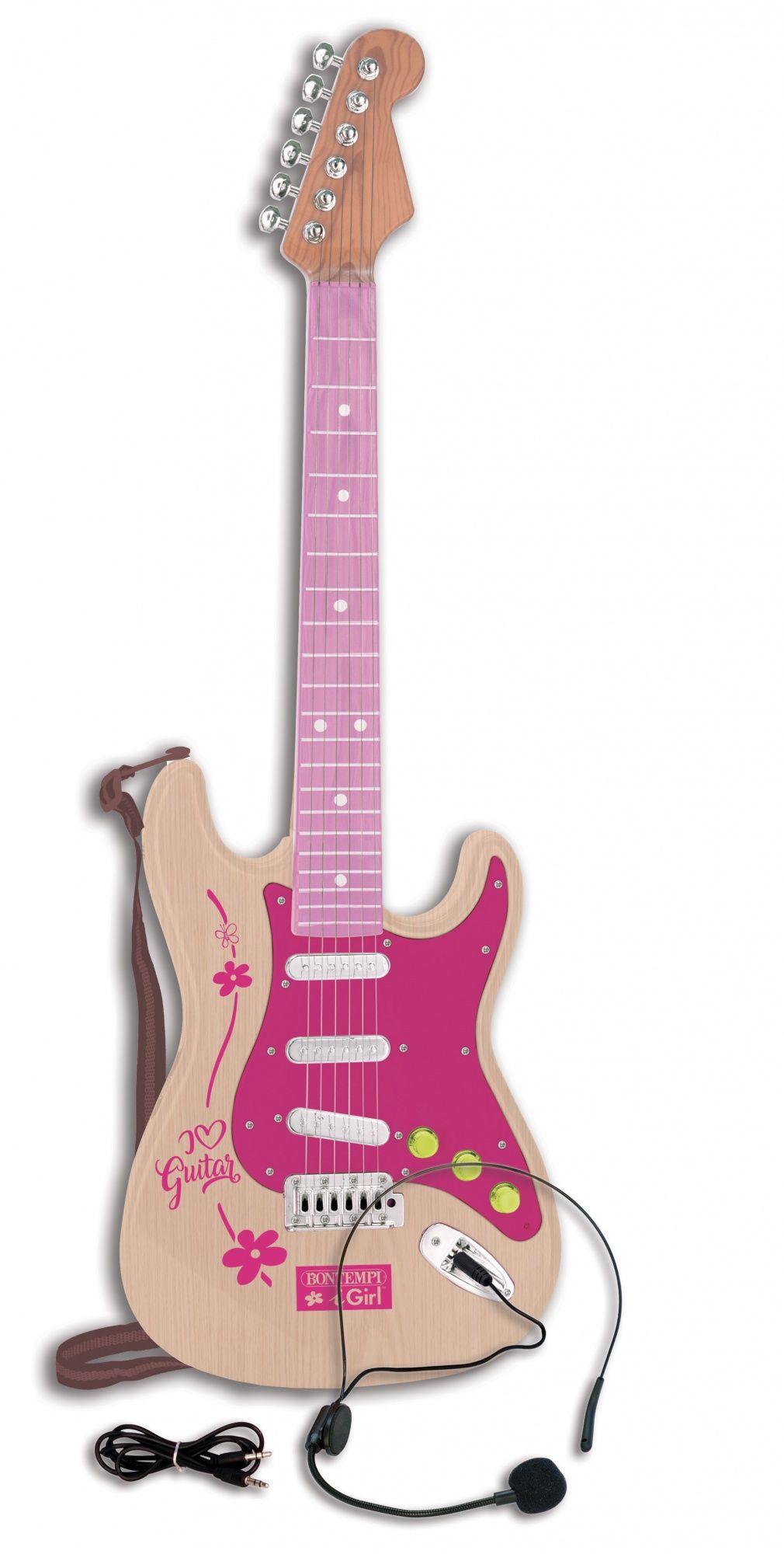 Bontempi 241371 Zabawka Elektryczna Gitara Różowa Dla Dziewczynki