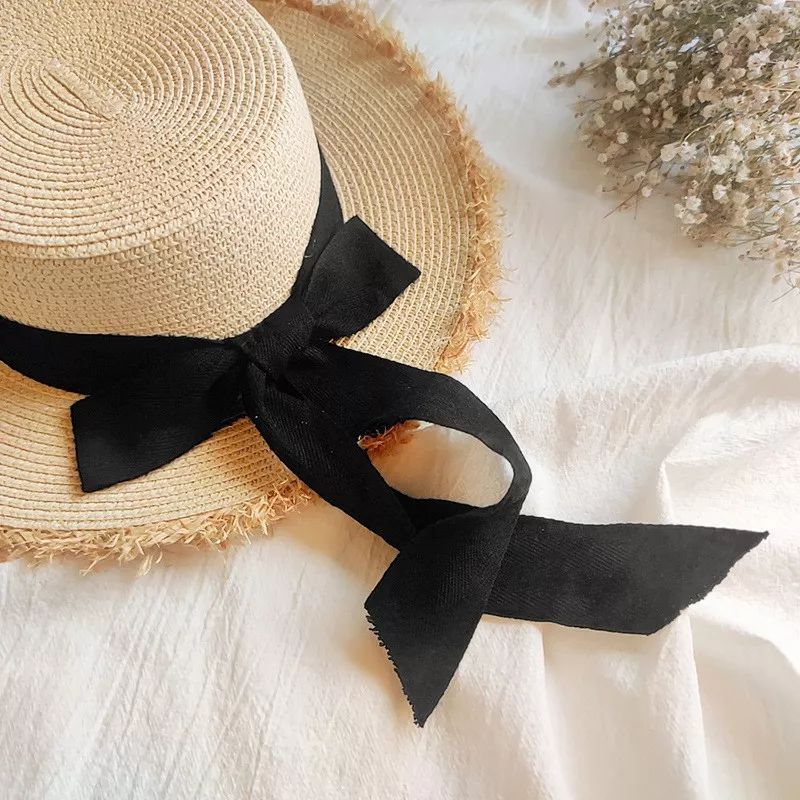 Stylowy Kapelusz Damski Plażowy Letni Słomkowy Kokarda Cz49
