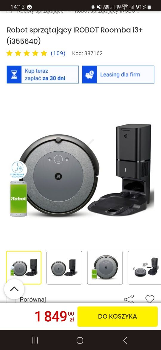 Robot sprzątający IROBOT Roomba i3+ (i355640)