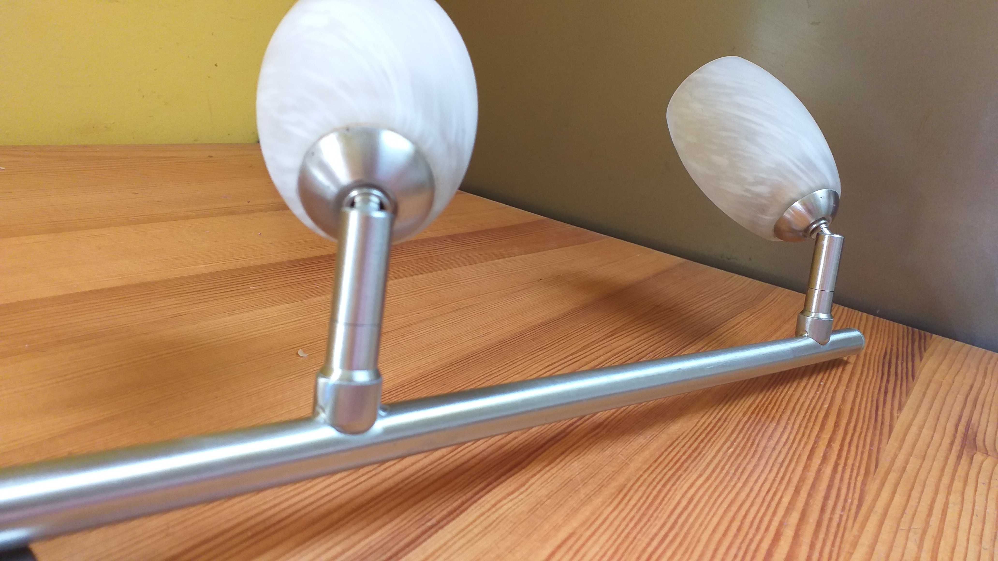Lampa sufitowa plus kinkiet - satyna nikiel, szkło mleczne