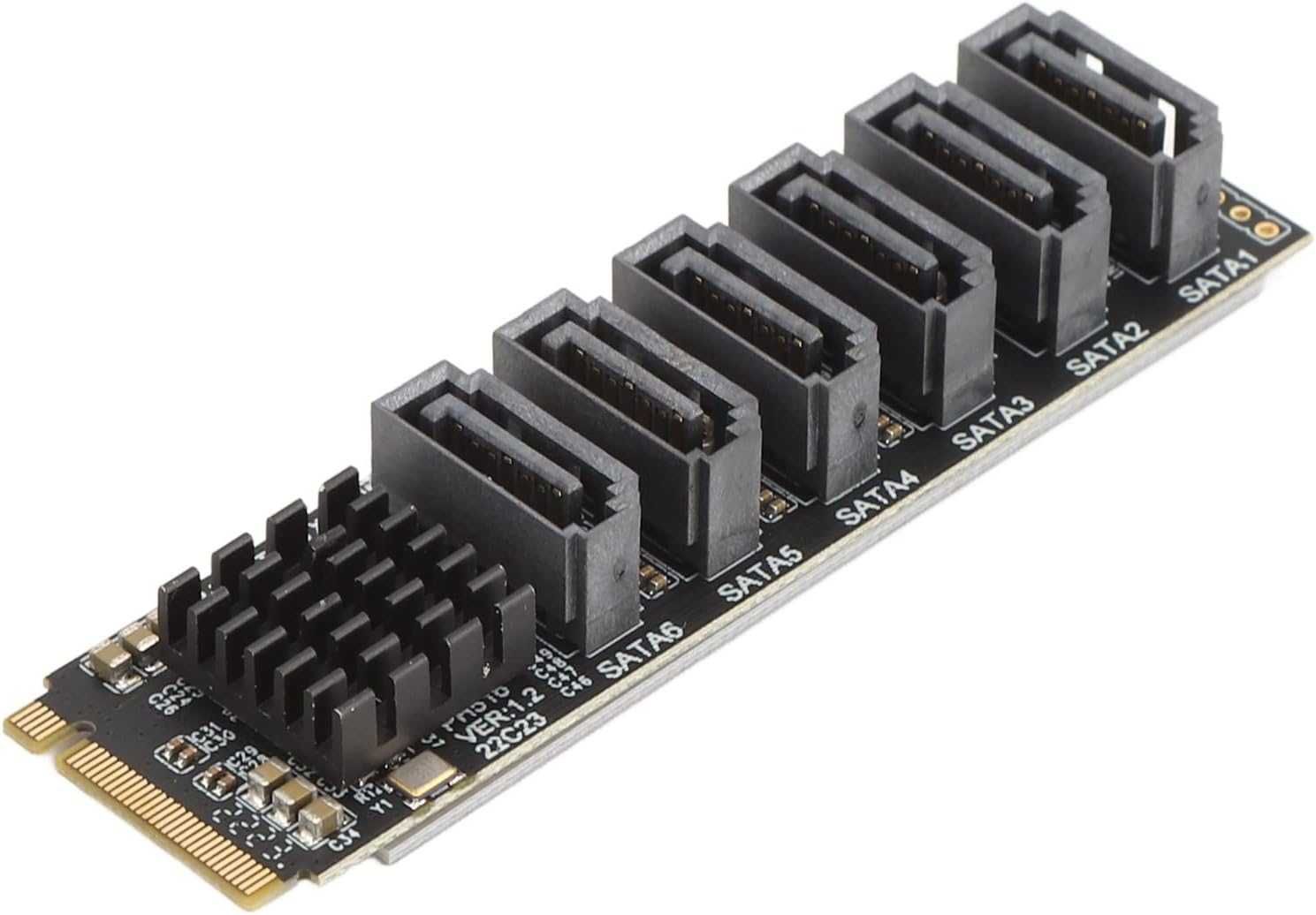 Adaptador M.2 (M Key) para 6x SATA 3.0, chip ASM1166 (novo)