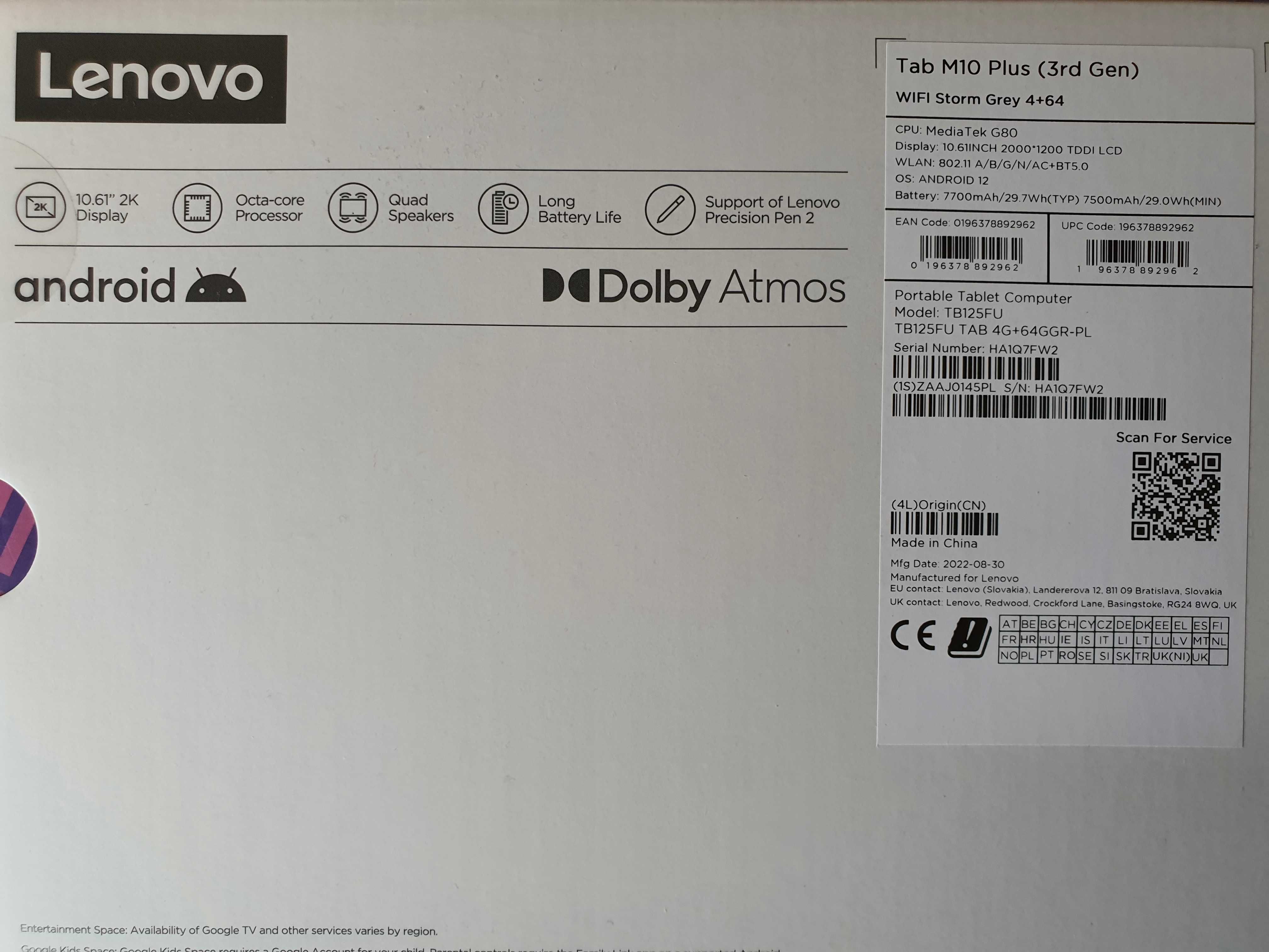 Lenovo Tab M10 Plus - tylko pudełko / tylko opakowanie