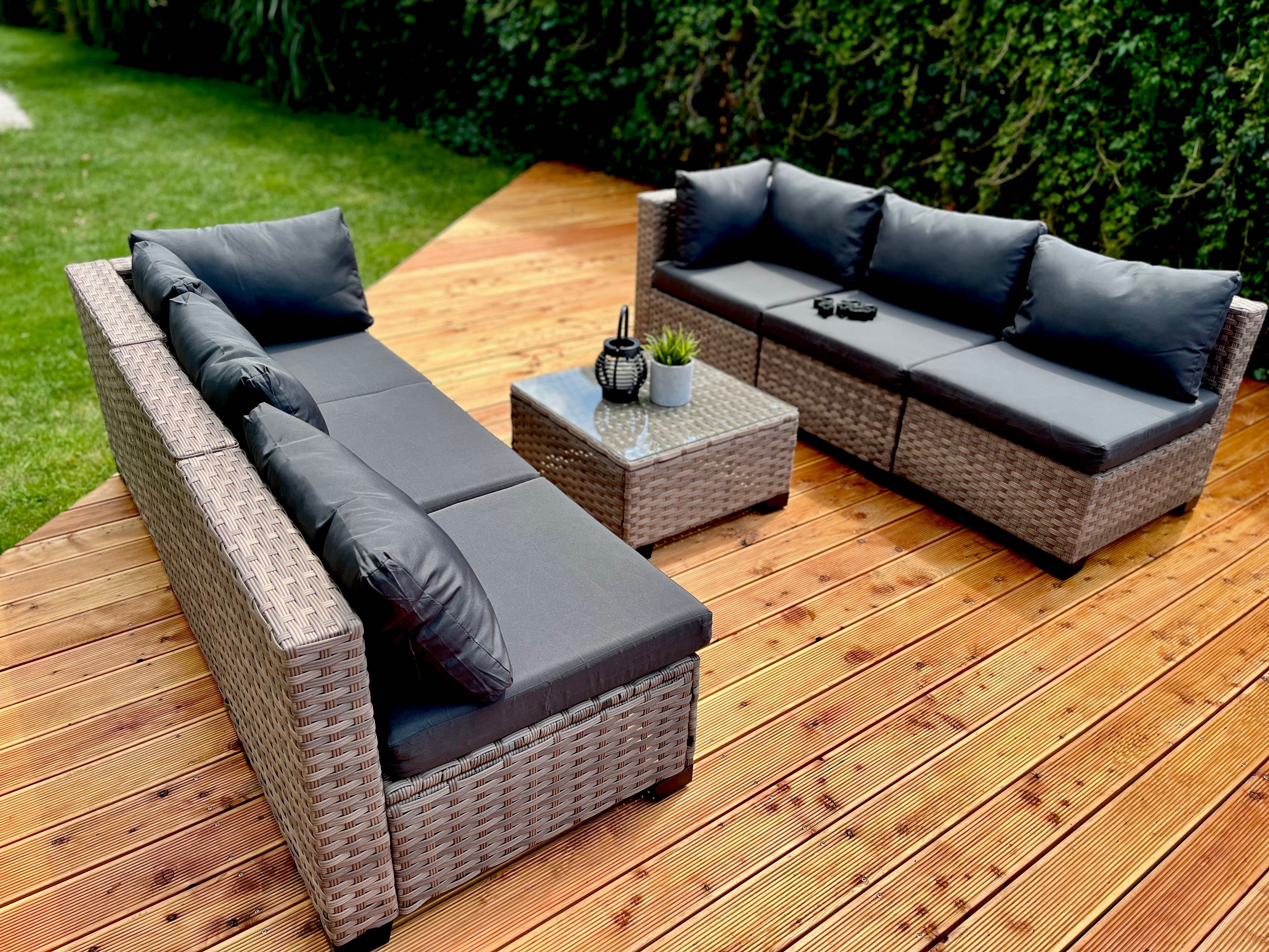 komplet z technorattanu PALERMO XL technorattan brąz mix narożnik sofa