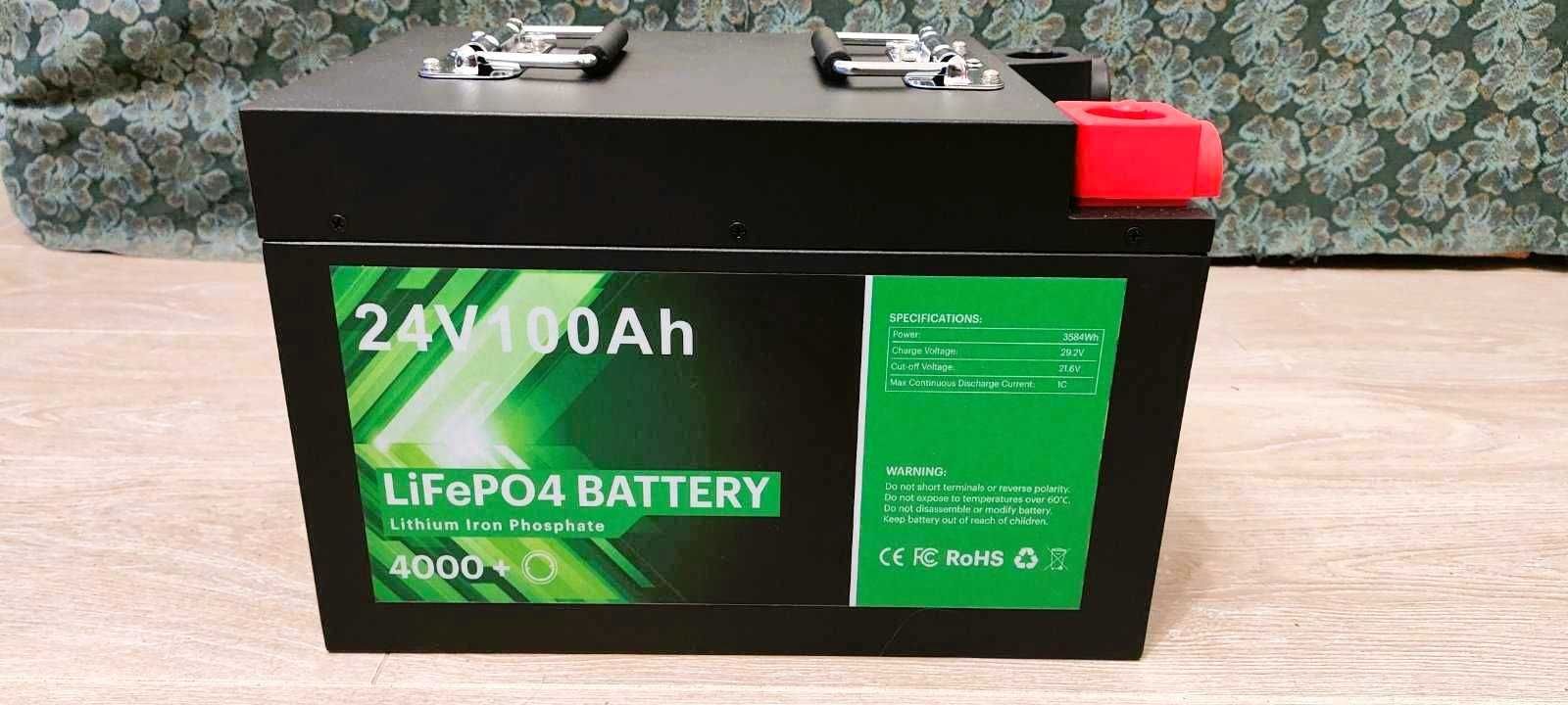 Новий акумулятор lifepo4(літій залізо фосфат)100Ah 24v, 2.56кВт, з BMS