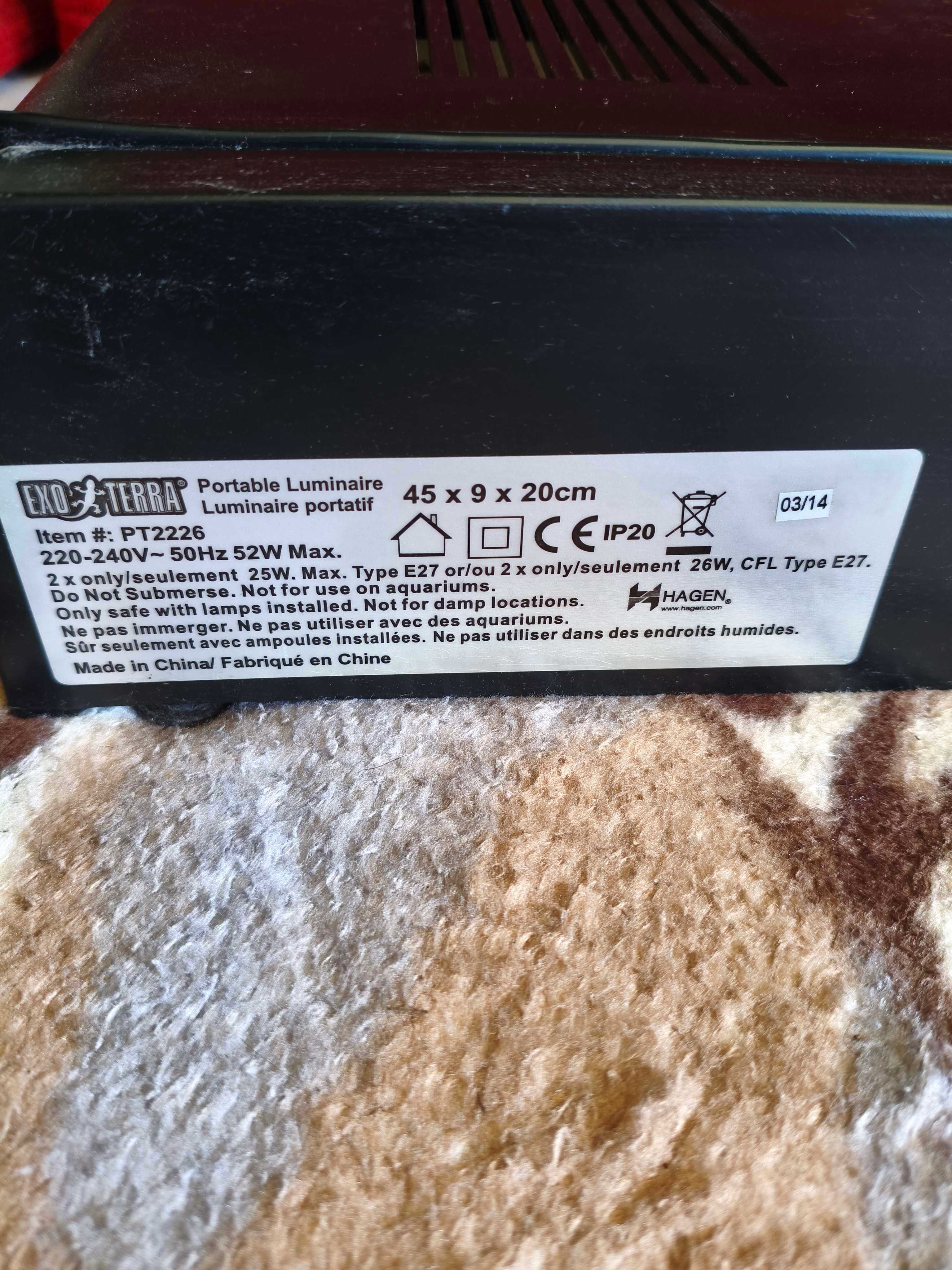 Pokrywa oświetleniowa, Exo Terra Compact Top Small, 45x9x20 + żarówka
