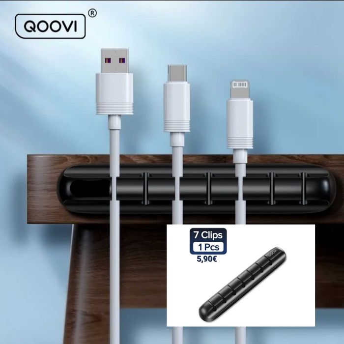 Organizador de cabos e abraçadeiras de cabo fecho Velcro. USB fones