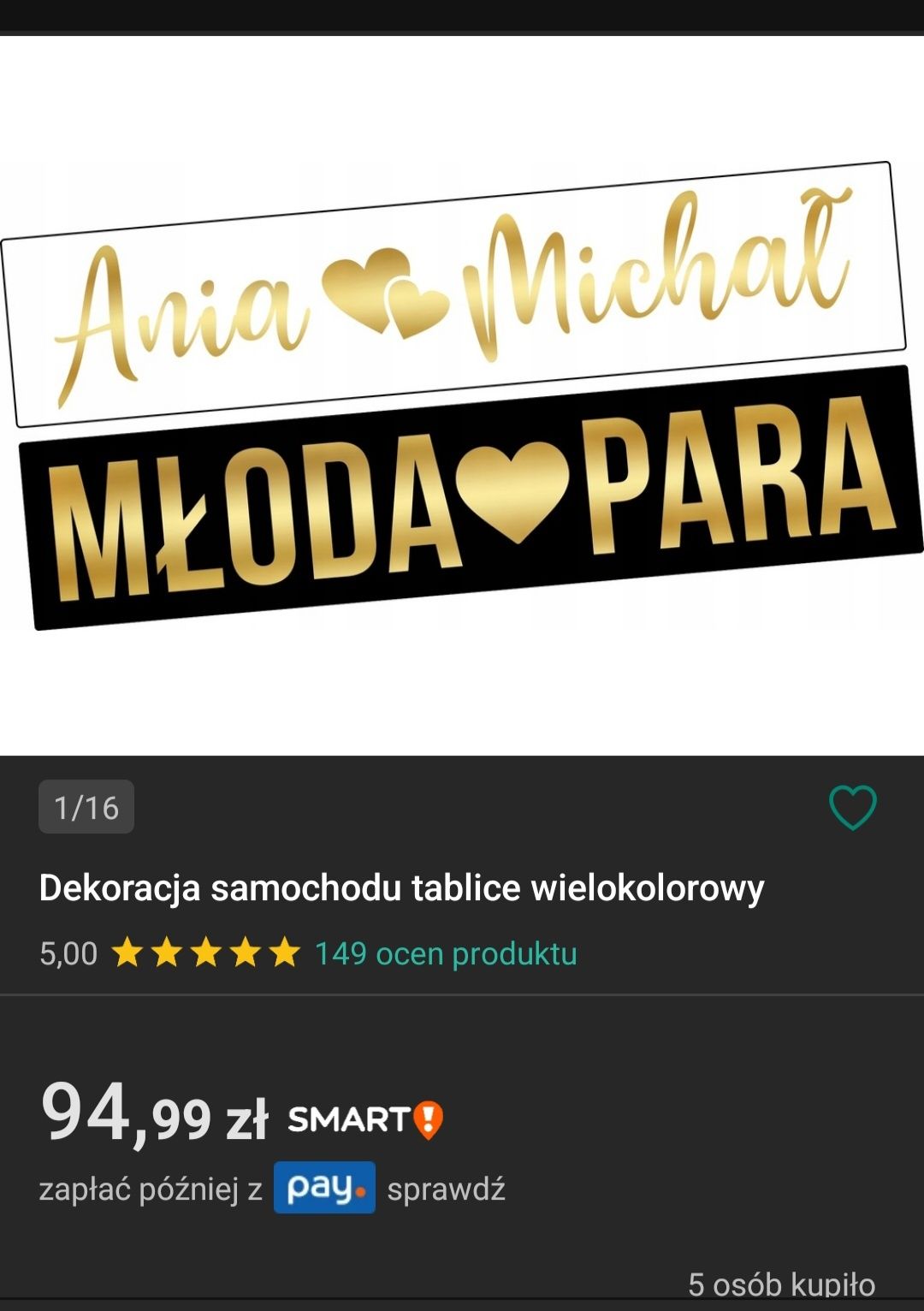 Tablice na samochód para młoda