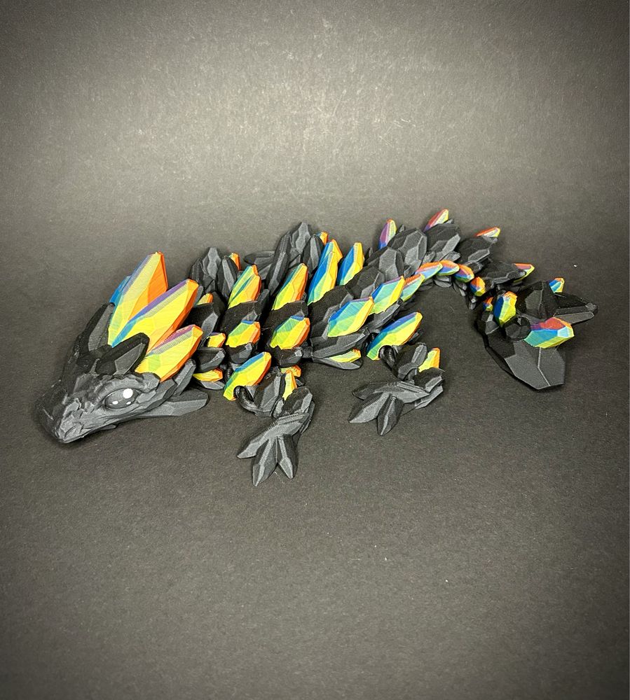 Przegubowy kryształowy smok 30cm zabawka dragon