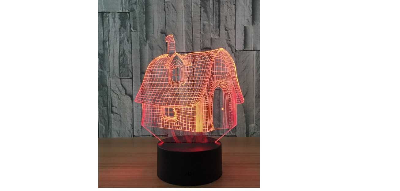 Lampka nocna LED 3 D domek, zamek