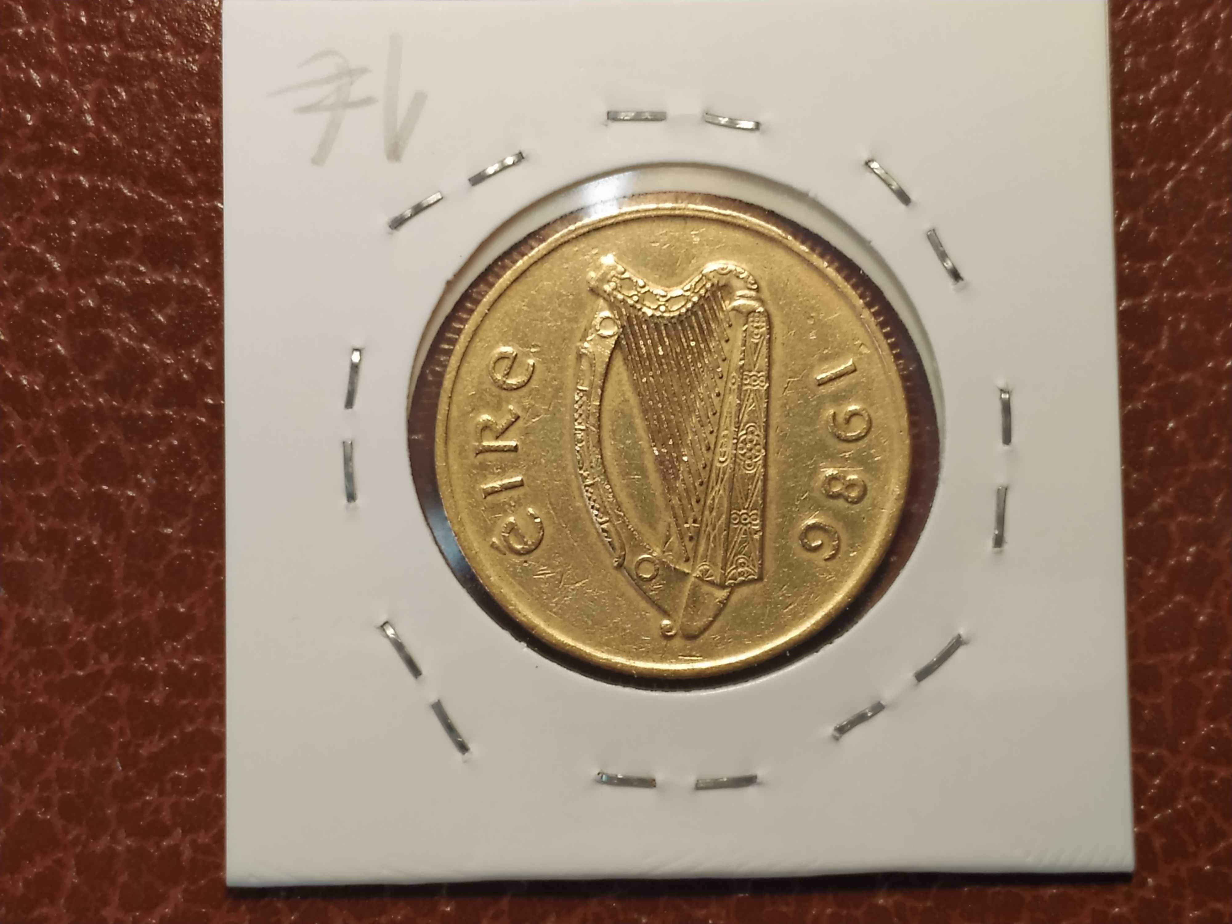 Irlanda - moeda de 20 pence de 1986 (VG) - animais