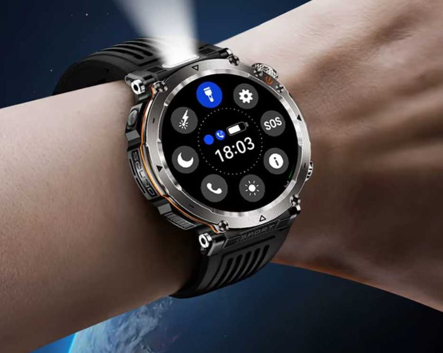 SmartWatch HT30 Wysokiej jakości 1,7-calowy HD ekran ,Latarka  -czarny