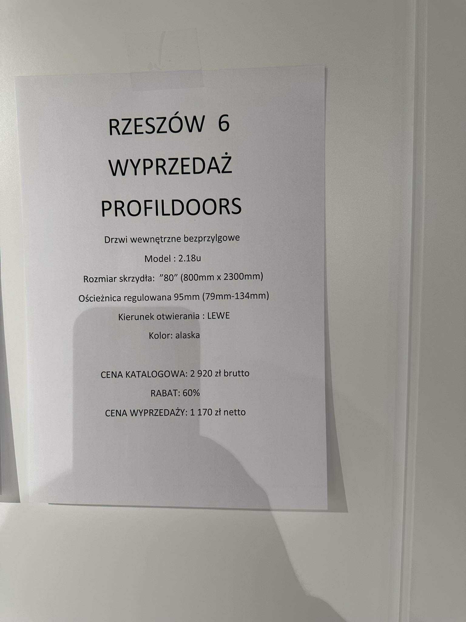 Drzwi bezprzylgowe Profildoors 2.18u 80 lewe