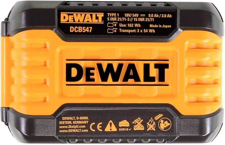 ZESTAW zasilający 3 akumulatorów 54V 9,0AH i ŁADOWARKA DEWALT DCB118X3