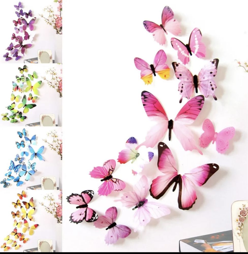 Наліпки на стіну метелики  наклейки на стену бабочки 3д 3D декор