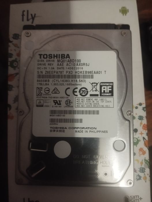 Продам жёсткий диск для ноутбука Toshiba 1Tb.