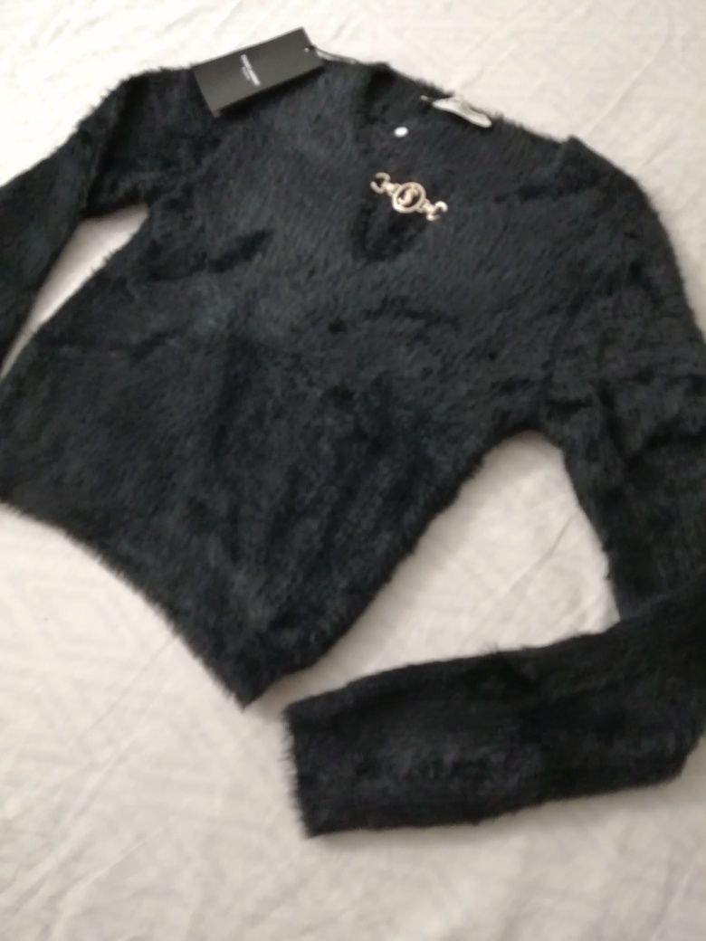 NOWY damski sweter Yves Saint Laurent bluzka YSL sweterek czarny L 40