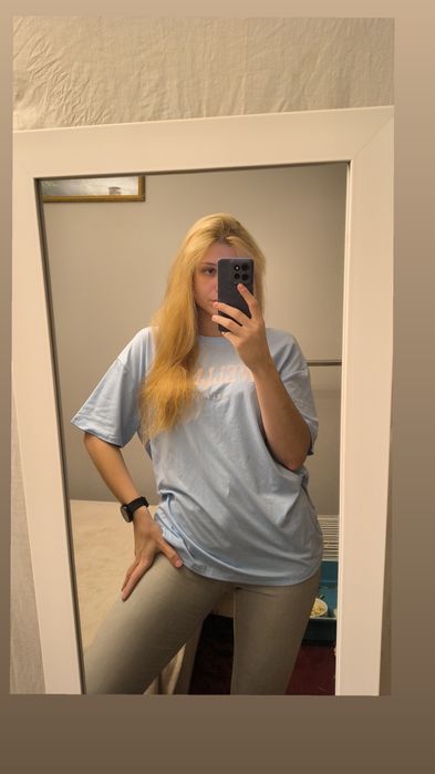 Błękitna koszulka/t-shirt elastyczna oversize M/L/XL Shein Wellness