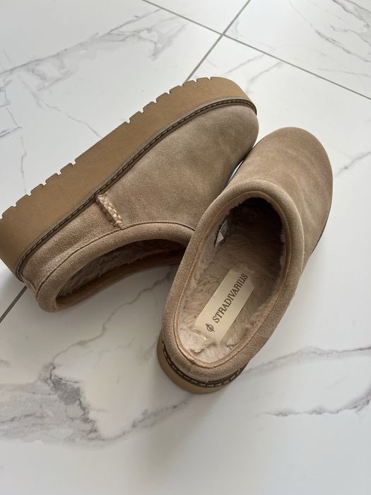 Уггі беж stradivarius короткі тапки замш натуральний 39
