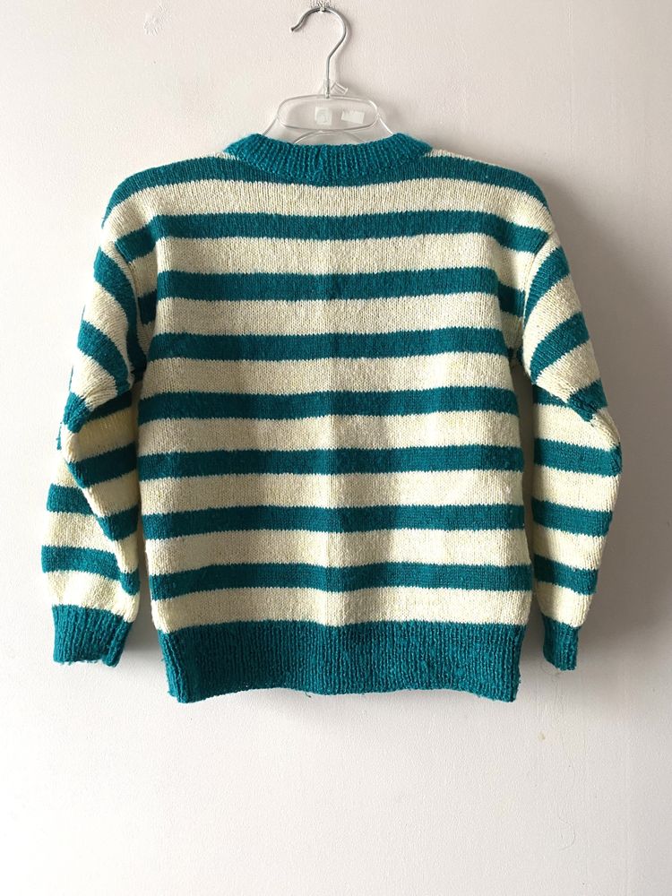 Kolorowy wełniany sweter robin hood