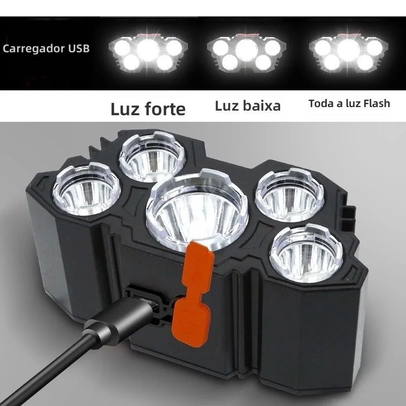 Lanterna 5 leds, 4 modos de luz.