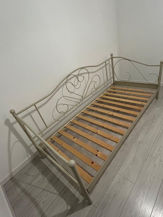 Łóżko młodzieżowe RINGE 90x200 naturalna biel stal