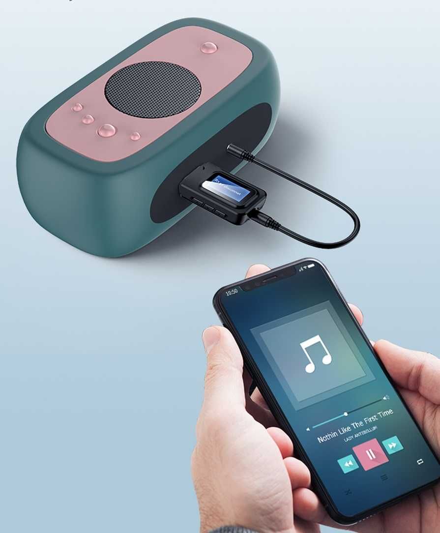 Nadajnik - odbiornik audio Bluetooth 5.0 z wyświetlaczem LCD BT-2IN1