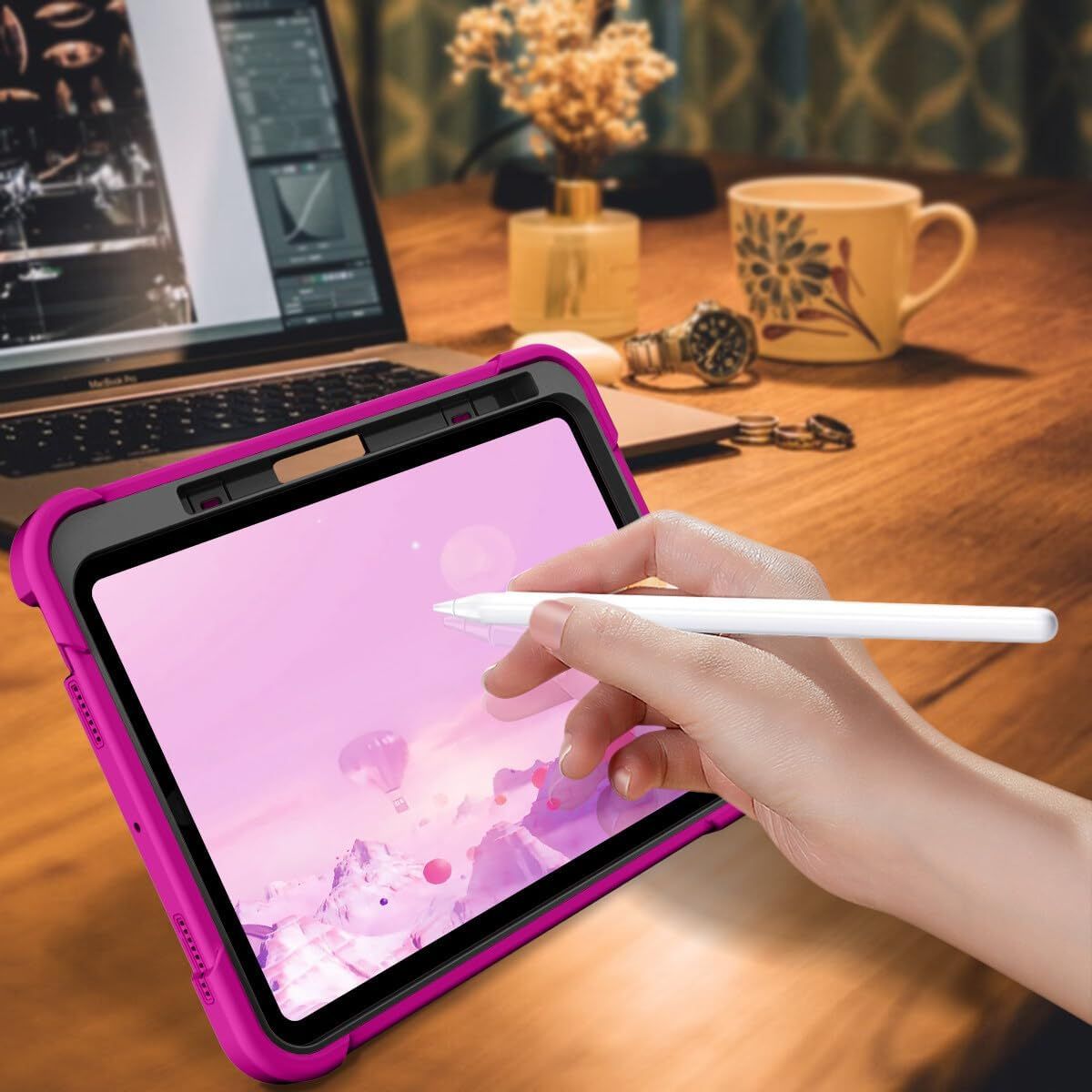Etui do iPad Pro 5/4/3 12.9" z Podstawką i Miejscem na Rysik Różowe