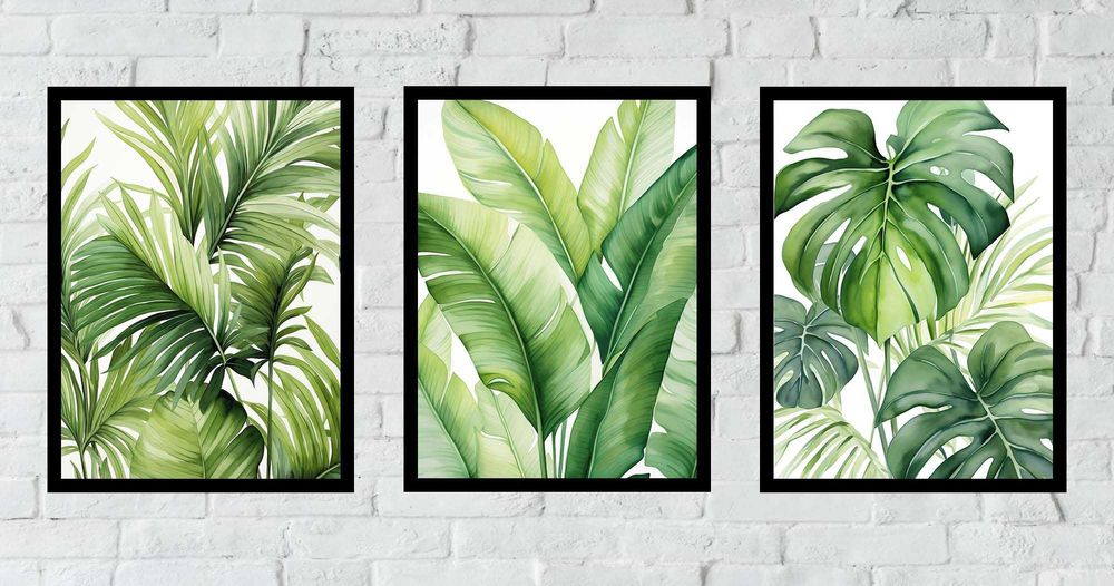 30x40 obrazy w ramie plakaty ramka MONSTERA TROPIK PALMA BANANOWIEC