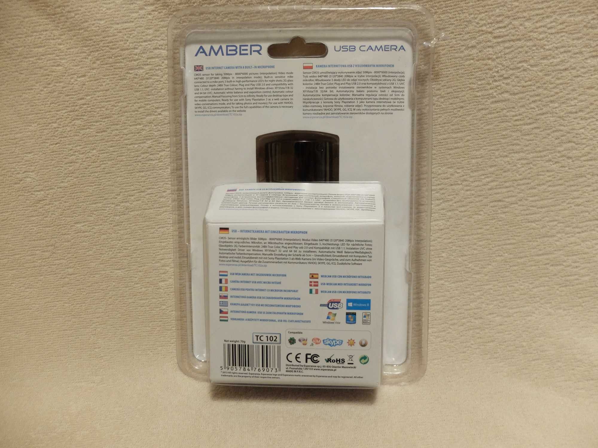 Kamerka internetowa z mikrofonem USB Amber oryginalne opakowanie