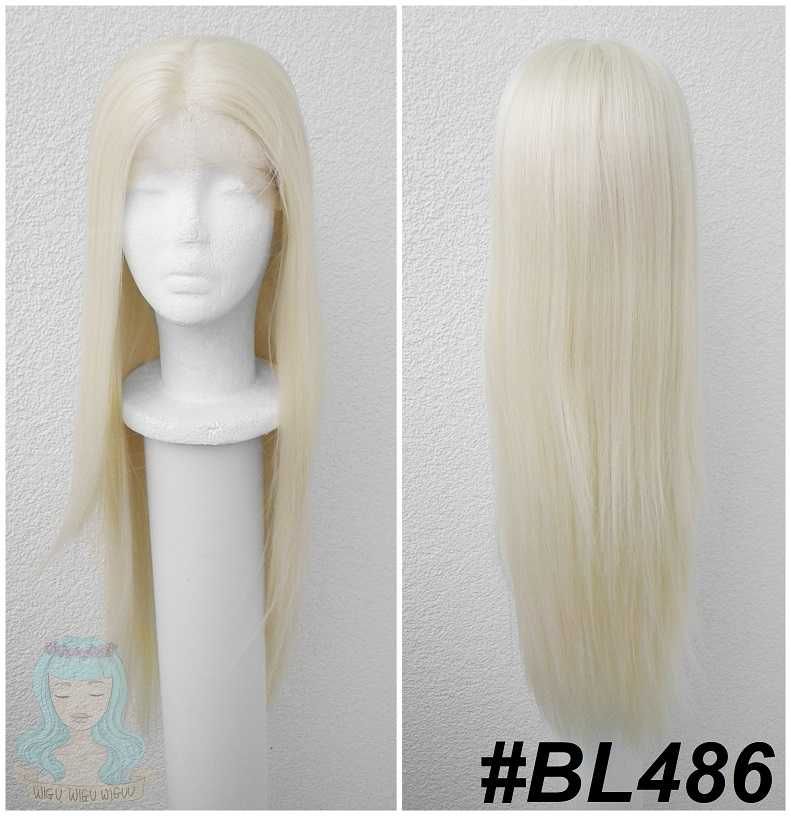 Lace Front długa prosta blond peruka bez grzywki na co dzień cosplay