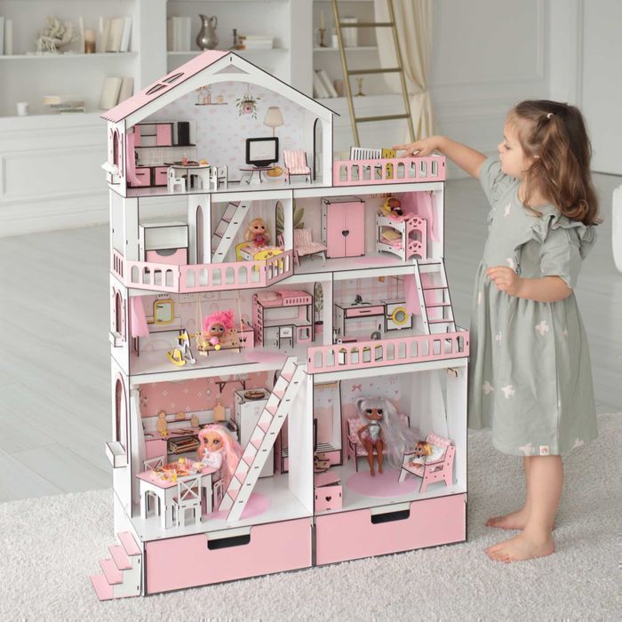 Величезний ляльковий будинок ЛОЛ Барбі вітальня у подарунок, дом куклы