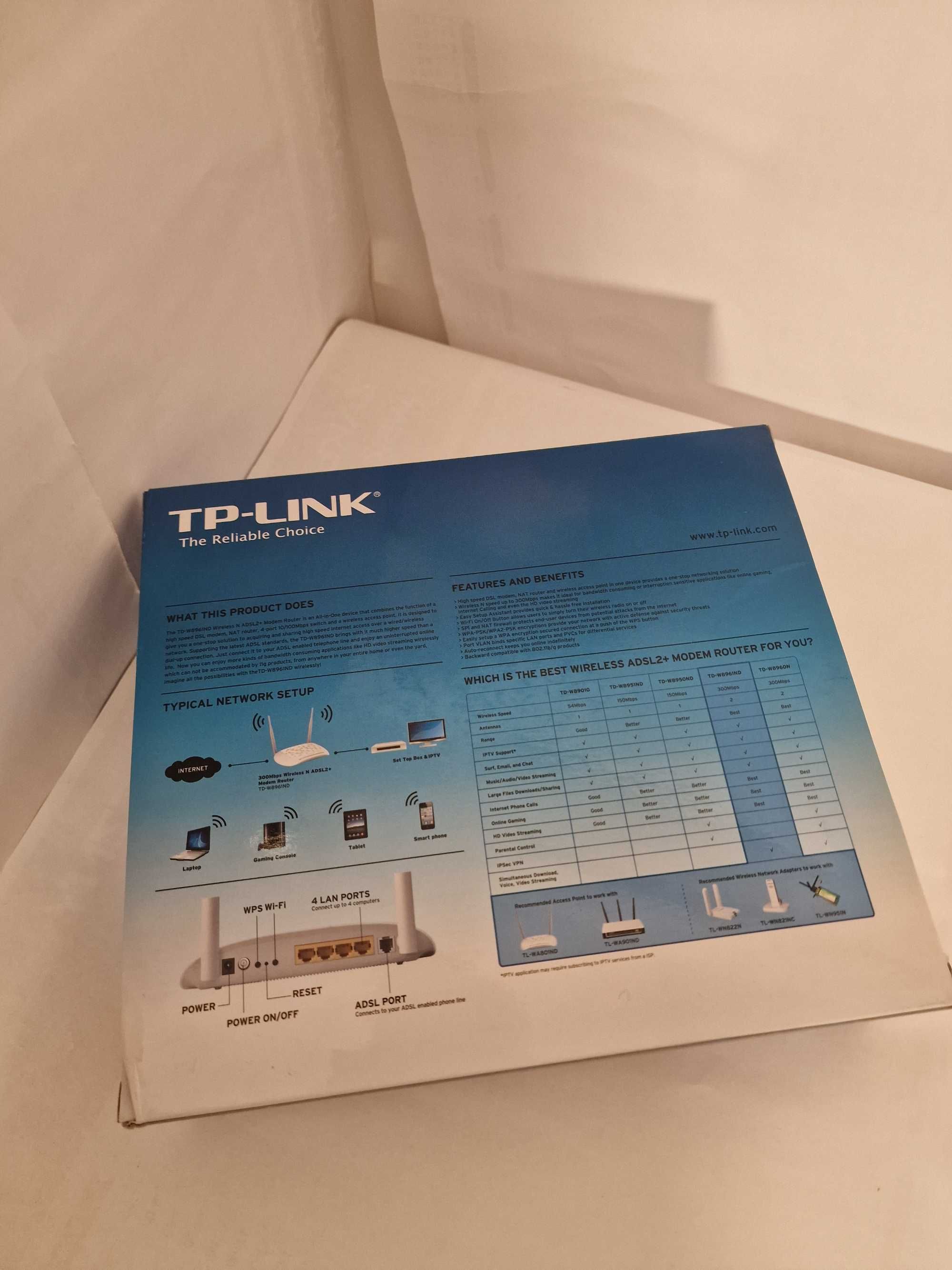 Router modem bezprzewodowy TP-LINK 300Mbps ADSL2+ TD-W8961ND