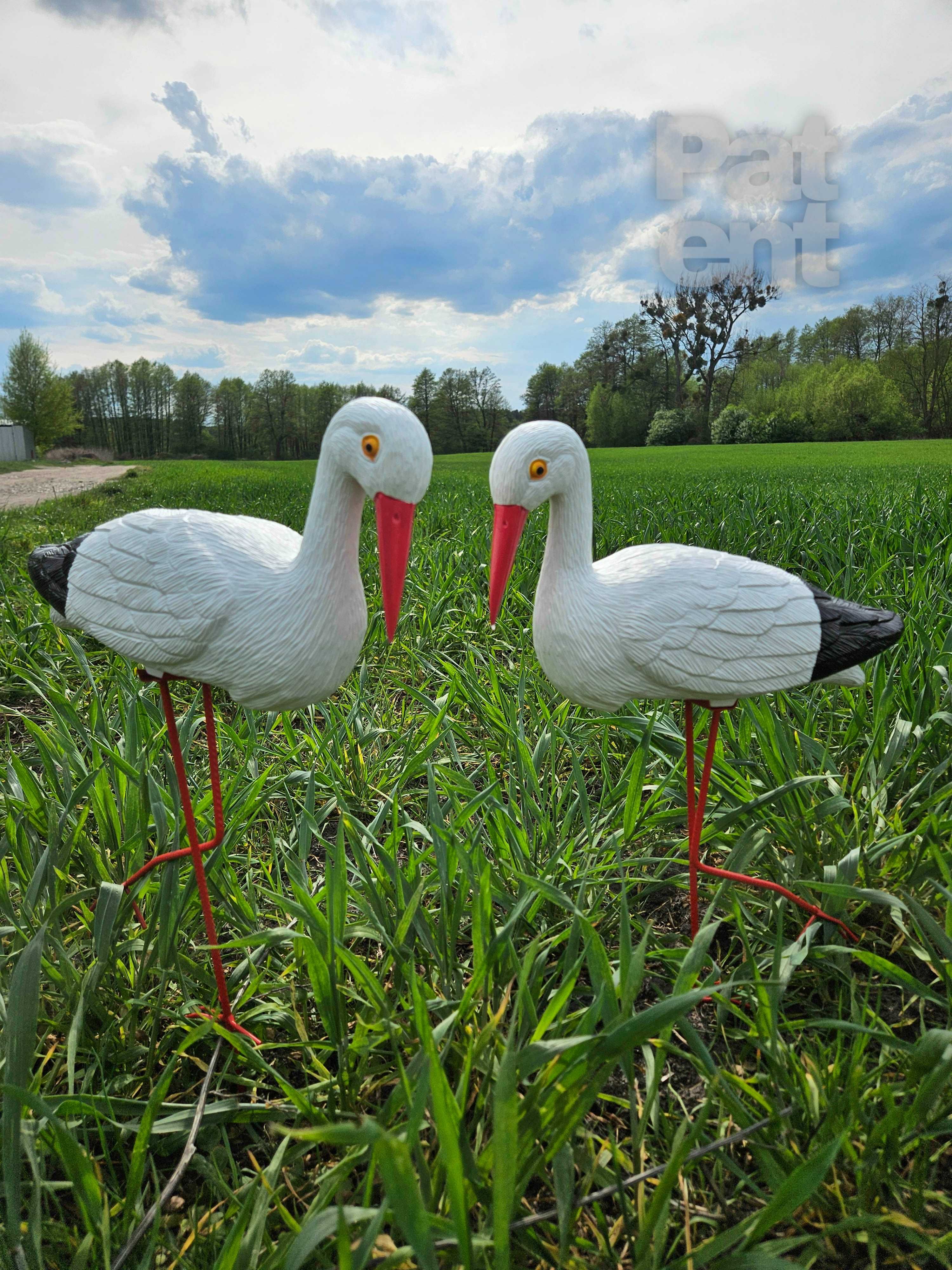 Figurki bocian bociek do ogrodu dekoracja działka ozdoba 2 szt.