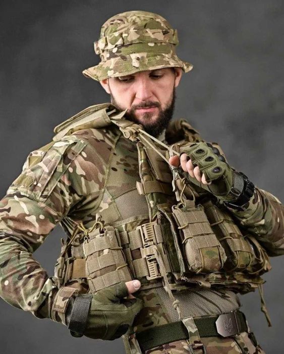 Плитоноска Бронежилет с подсумками Single Sword пиксель 4 точки сброса