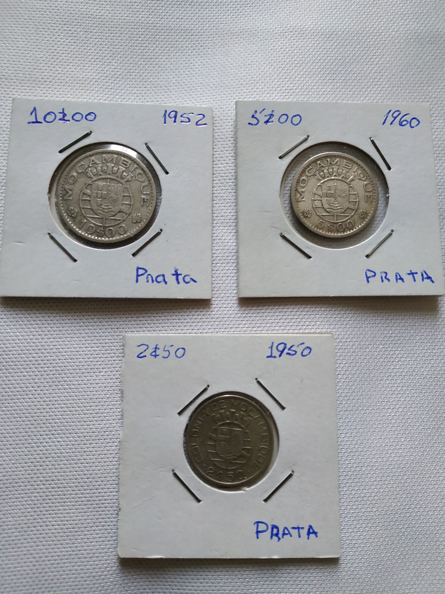 Moedas de Prata de Moçambique (três moedas)