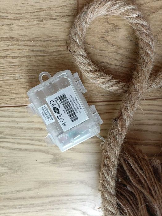 Girlanda LED Boho Wisząca drewniana z linami - na baterie