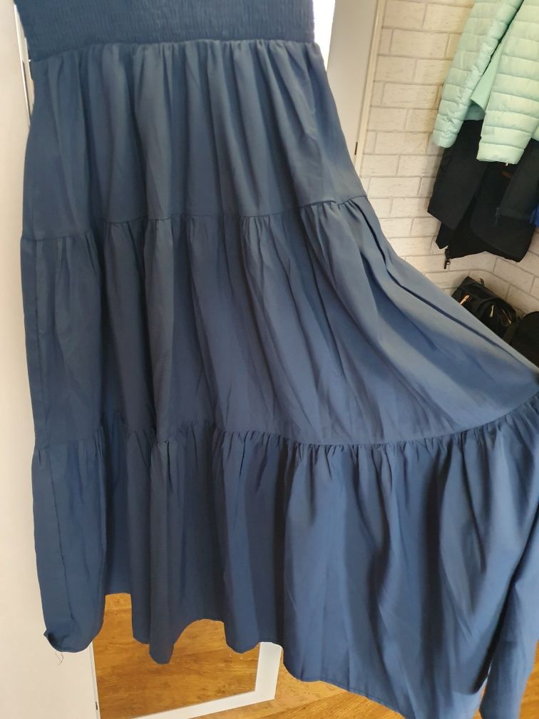 Sukienka za kolano kolor jeansu r uni (s,m,l)