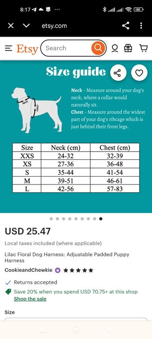 Анатомічна шлейка розмір s