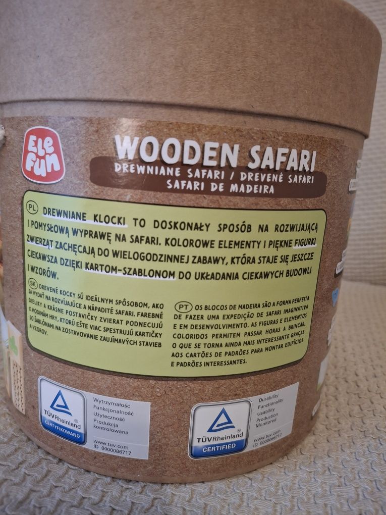 Drewniane klocki, wooden safari, nowe, 60 el.