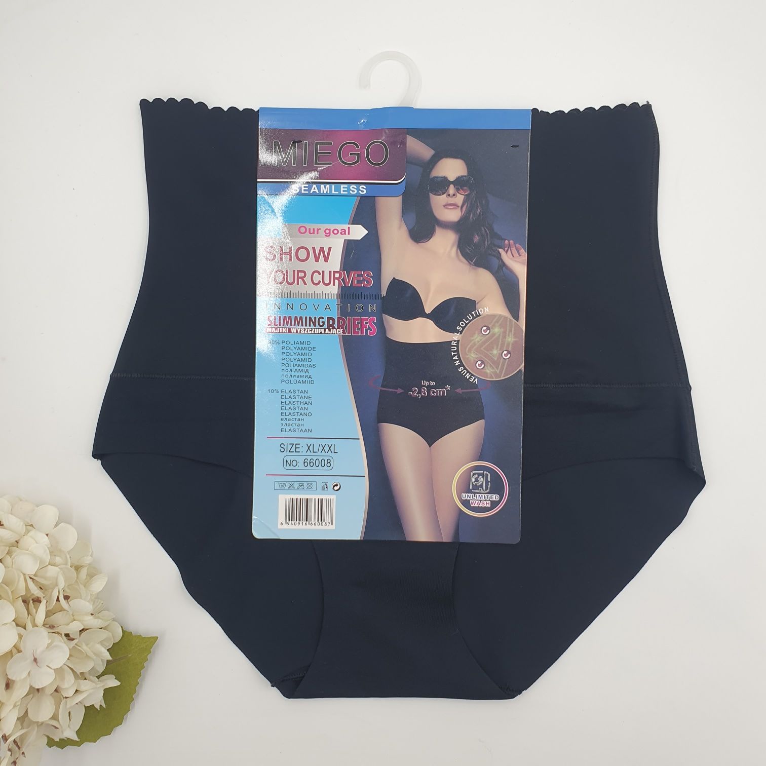 Majtki wyszczuplające ściągające XL/XXL czarne laserowo cięte