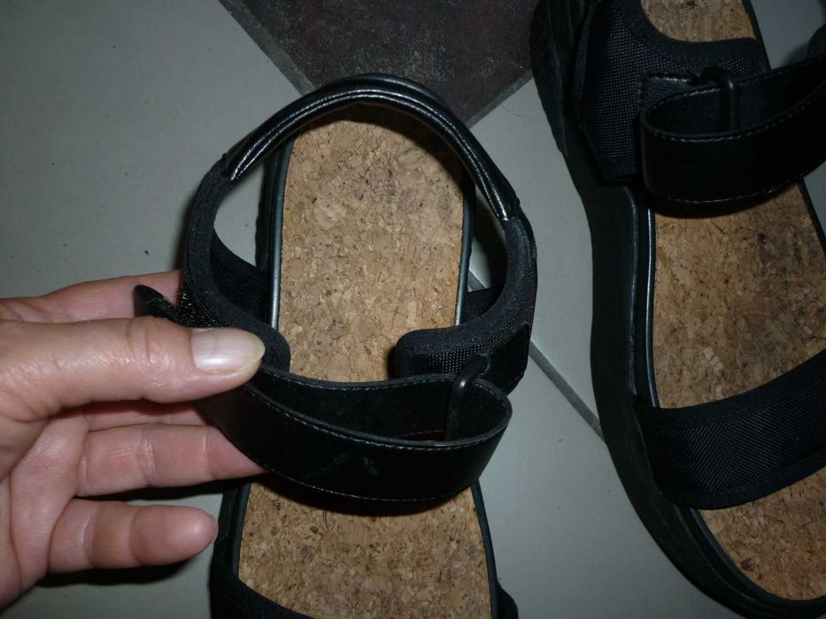 Vagabond sandały skóra tkanina korek na platformie