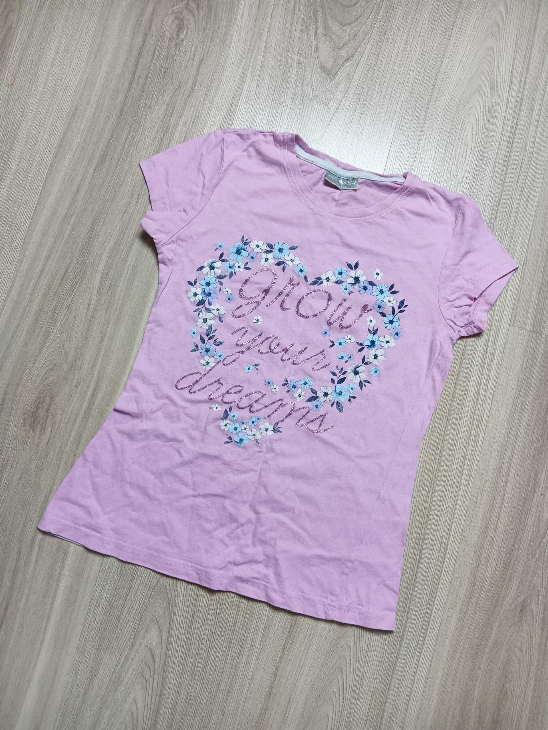 Bluzka t-shirt dziewczęcy liliowy na lato 146/152 cm