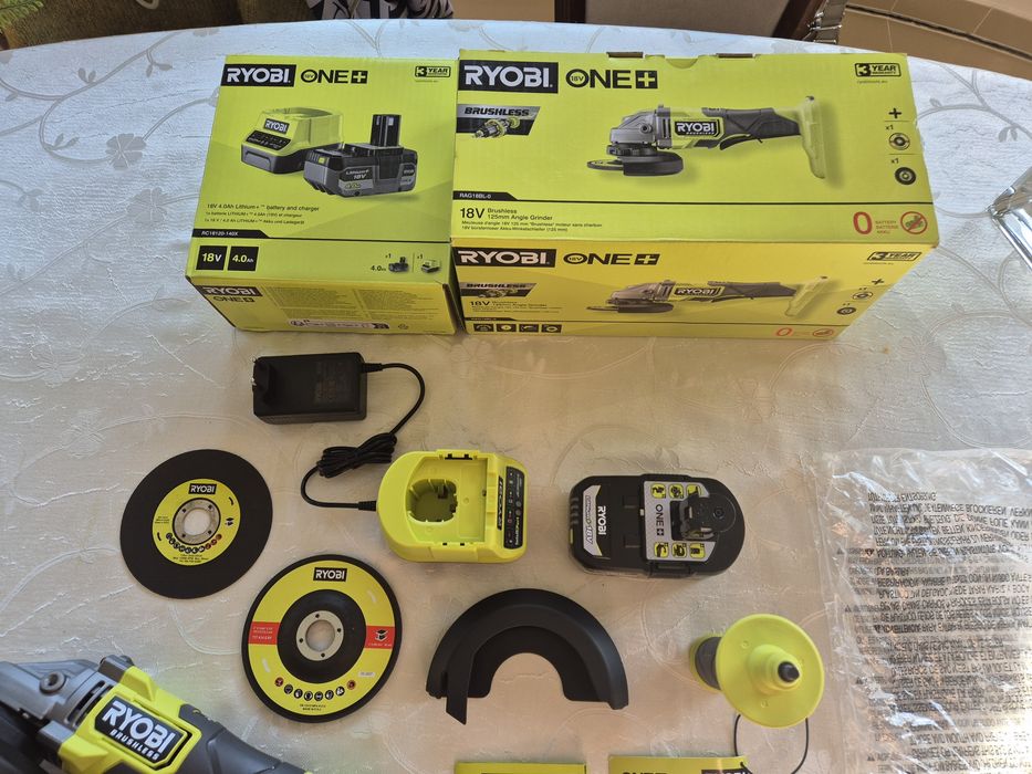 Zestaw Szlifierka Ryobi + Akumulator 4Ah + Ładowarka