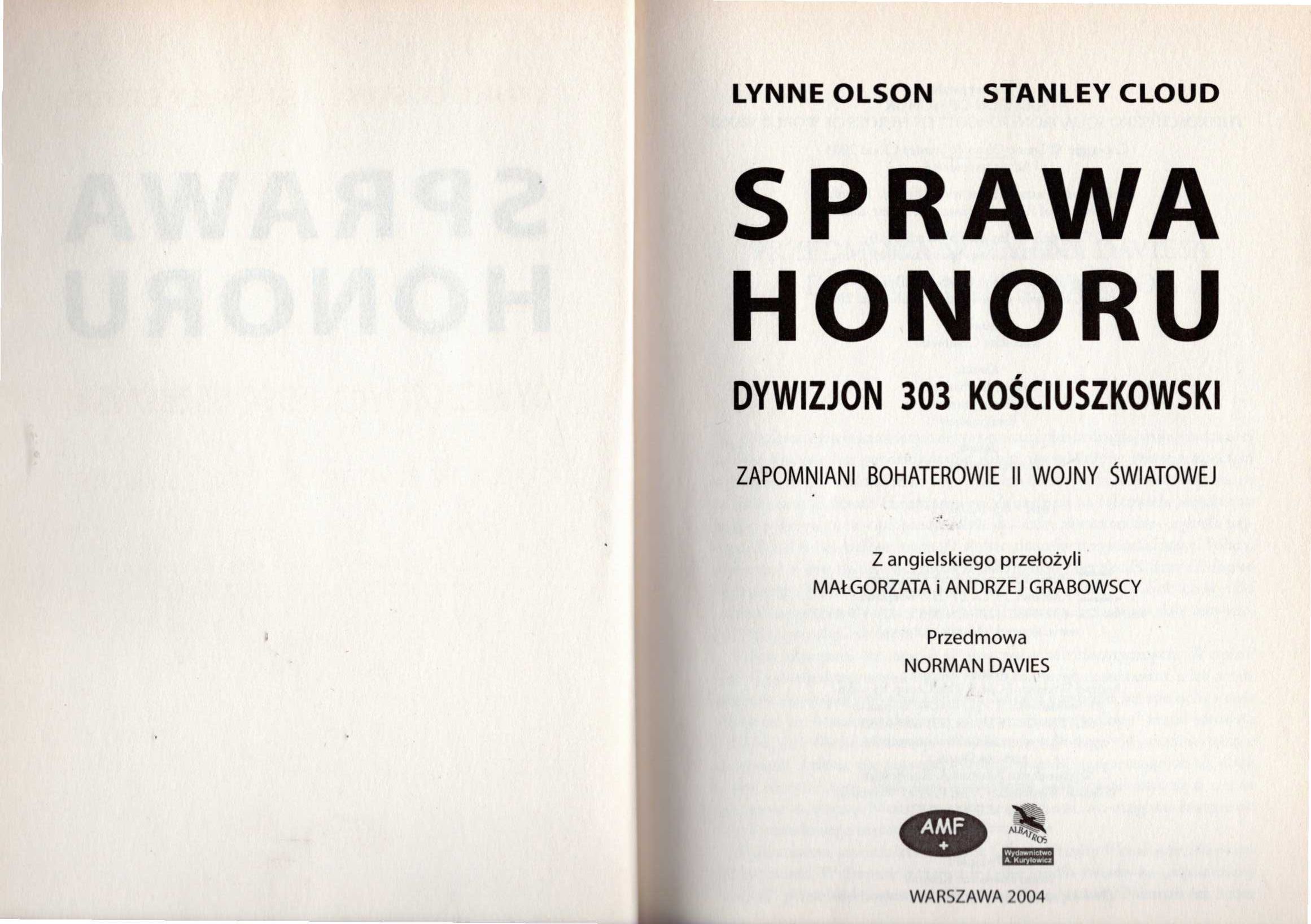 Sprawa Honoru - Olson Lynne, Cloud Stanley